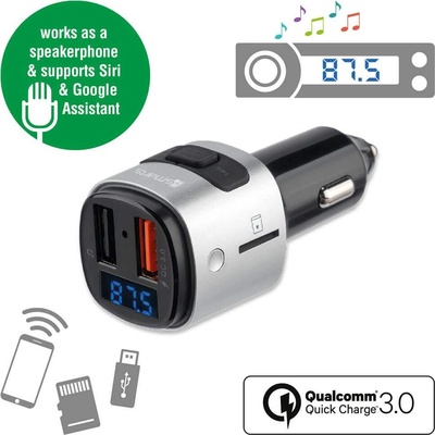 4smarts Media Assist Car Charger with FM Transmitter and Media-In - зарядно за кола (Quick Charge) с трансмитер, MicroSD карта и дисплей (черен)