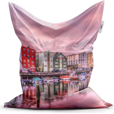 Sablio Sedací vak Farebné domčeky na pobreží 200x140 cm