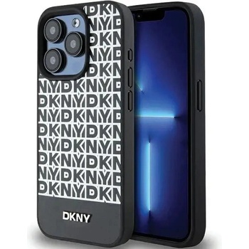 DKNY Кейс DKNY Leather Printed Pattern Metal Logo MagSafe за iPhone 15 Pro, черен (3666339262235)