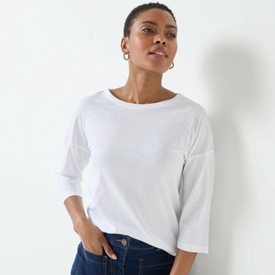 Blancheporte Voľné tričko so 7/8 rukávmi biela