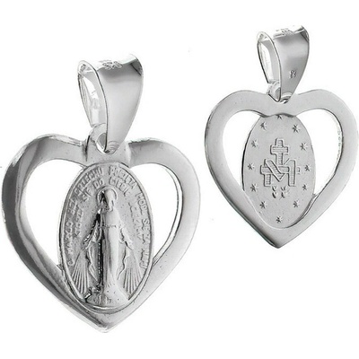 Argento Strieborný prívesok Zázračná medaila srdiečko 85293
