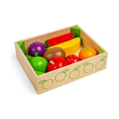 Bigjigs Toys - Дървен детски комплект за готвене - Щайга с плодове (BJ476)
