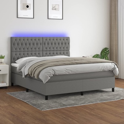 Petrashop 3135126 boxspring postel s matrací a LED tmavě šedá textil