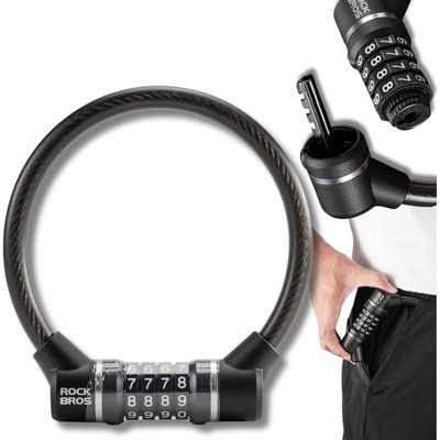 RockBros Rockbros 87639-4 Zámek na kolo s kódem a ocelovým lankem - černý
