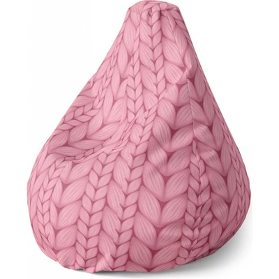 Sablio Sedací vak Pear Růžové pletení Sablio 70 x 95 x 15 cm