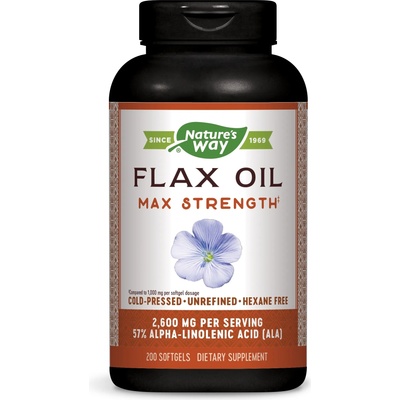 Nature's Way Flax oil, 1300 mg, 200 меки капсули, Nature's Way