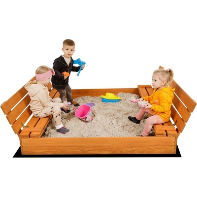 SandTropic Dřevěné uzavíratelné pískoviště s lavičkami Sunny impregnované 120 cm