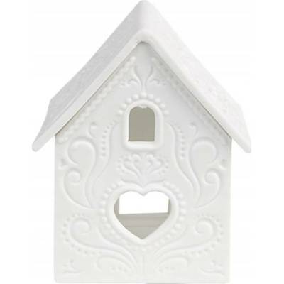 Bílý keramický domeček na čajovou svíčku Mechelen I – 7x8x9 cm