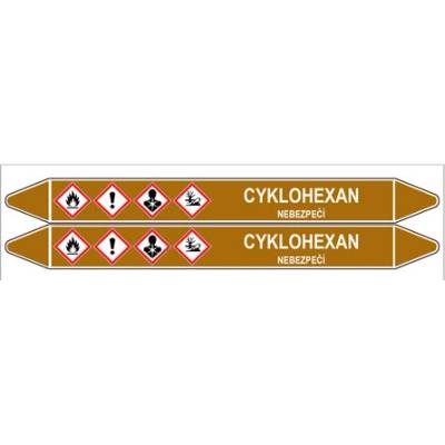 Značení potrubí, cyklohexan,2 ks, 450 × 52 mm PZ 007891