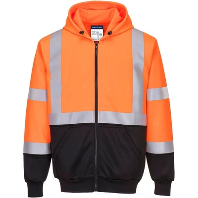 Portwest mikina Hi Vis s kapucí B315 dvoubarevná reflexní Oranžovo čierna