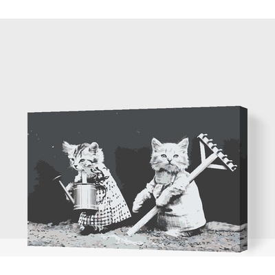 Vymalujsisam.cz Malování podle čísel Zahradní kočky Velikost 40 x 60 cm Rámování Na kartonové desce