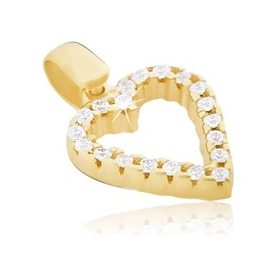Šperky Eshop Přívěsek ze zlata 14K lehce protáhlé zirkonové srdíčko GG02.07