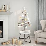 vidaXL Дървена коледна елха за декорация бял 100 см борово дърво масив (858205)
