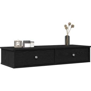 vidaXL Стенен рафт с чекмеджета, черен, 100x37, 5x19см, инженерно дърво (859960)
