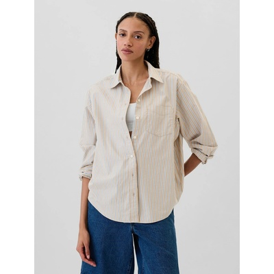 GAP Pruhovaná oversize košile Poplin Big Shirt Béžová