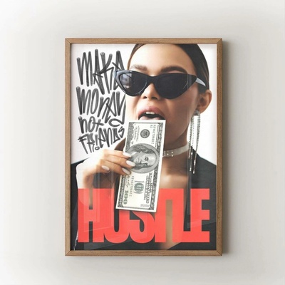 Hustle Velikost: 50x70 cm, Rám: Přírodní