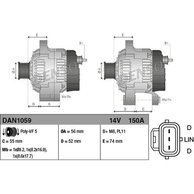 Alternátor DENSO (DE DAN1059)