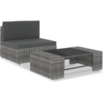 vidaXL Градински комплект за отдих, 2 части, полиратан, сив (49522)
