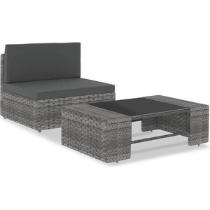 vidaXL Градински комплект за отдих, 2 части, полиратан, сив (49522)