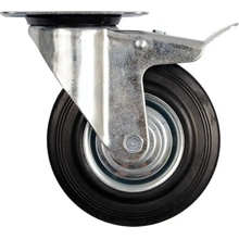 Kolečko otočné s brzdou, gumové 150kg 200/46/235mm