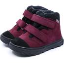 Mrugała kožené dětské boty na suchý zip s membránou neo plum