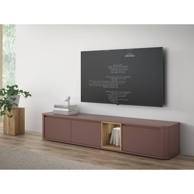 Forte ТВ шкаф two 220 см, теракота/дъб маувела, led Осветление (bthth141-q191/set)