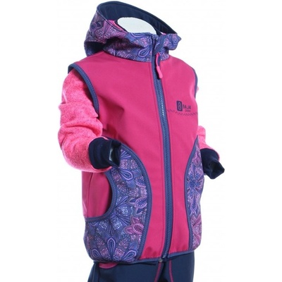 BajaDesign softshellová vesta pro holky, růžová + peříčka