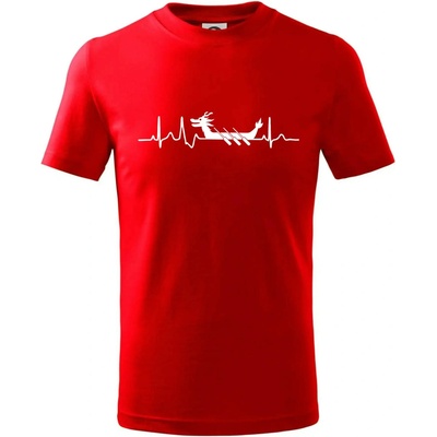 EKG dračia loď tričko detské červená