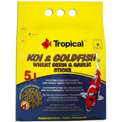 Tropical Pond Koi& Goldfish Wheat Germ & Garlic Sticks 5 l, 400 g