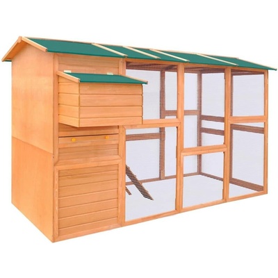 vidaXL Kurník s výběhem a kukaní hnědý 295 × 163 × 170 cm masivní borové dřevo 9799.170411