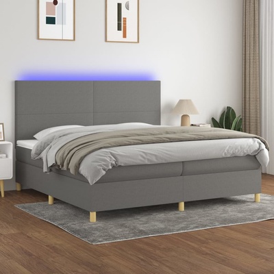 Petrashop 3135302 boxspring postel s matrací a LED tmavě šedá textil