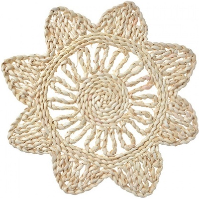 Clayre & Eef Prírodné slamené okrúhle prestieranie Boho v tvare hviezdy Ø 34x1 cm