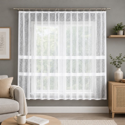 Dekorační krátká vzorovaná záclona na žabky WIKTORIA LINE 160 bílá 310x160 cm MyBestHome – Zboží Mobilmania