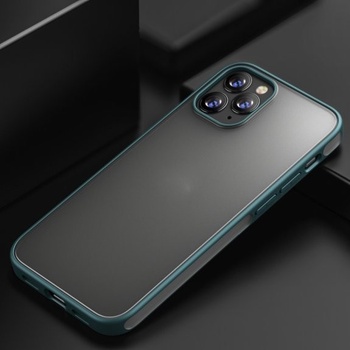 Púzdro Ipaky matný s farebným rámom iPhone 12 Pro Max - tmavozelený