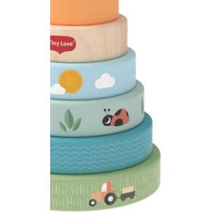 Tiny Love Дървена кула за подреждане Tiny Love - Farmers Funday, 6 m+ (TL.0859.001)