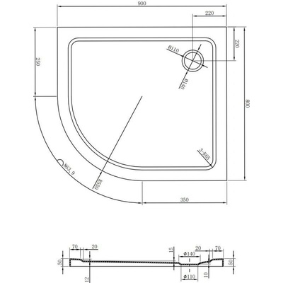 Mexen Flat slim 90 x 80 cm 41708090P