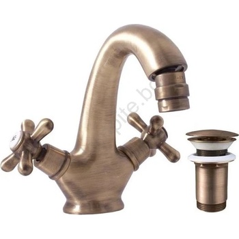 RAV SLEZÁK MK143.0SM - Смесител за биде + изпускател MORAVA RETRO 16 cm античен месинг (RV0085)