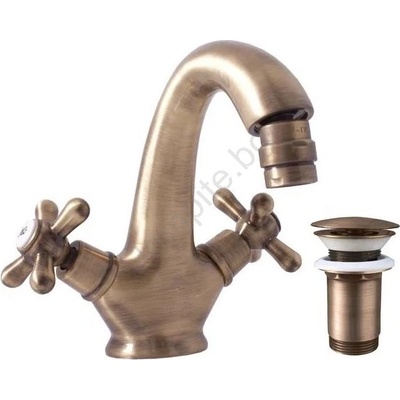 RAV SLEZÁK MK143.0SM - Смесител за биде + изпускател MORAVA RETRO 16 cm античен месинг (RV0085)