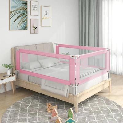 vidaXL Ограничител за бебешко легло, розов, 120x25 см, плат (10200)
