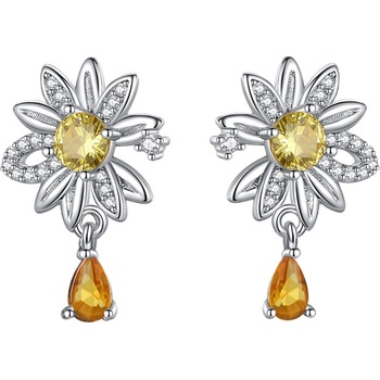 DELIS Сребърни обеци, jw589, модел цвете, родиево покритие (jw589)