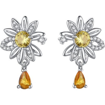 DELIS Сребърни обеци, jw589, модел цвете, родиево покритие (jw589)