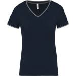 Kariban v-neck k394 / Дамска риза с къс ръкав от пике - тъмносиво/светлосиво/бяло xl (20k39437604)