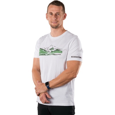 Northfinder pánske tričko z organickej bavlny regular fit Barto white
