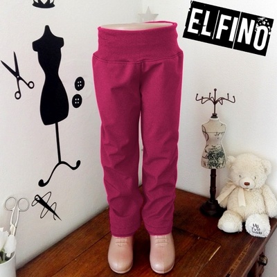 Dětské softshellové kalhoty bez kapes s fleecem fialové