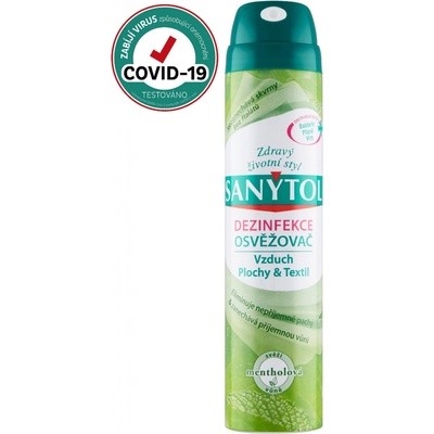 SANYTOL Mentol čistí vzduch a dezinfikuje všetky povrchy a textil 300 ml