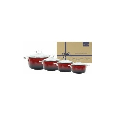 BELIS SÚPRAVA 4 HRNCOV S POKRIEVKAMI OMBRE RED PREMIUM