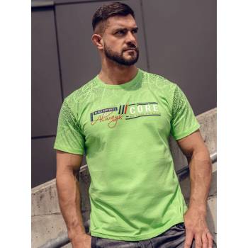 Bolf pánské bavlněné tričko s potiskem 14710A Zeleno-neonové