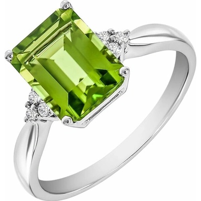 Eppi zlatý prsten s olivínem a diamanty Chaitra R32039