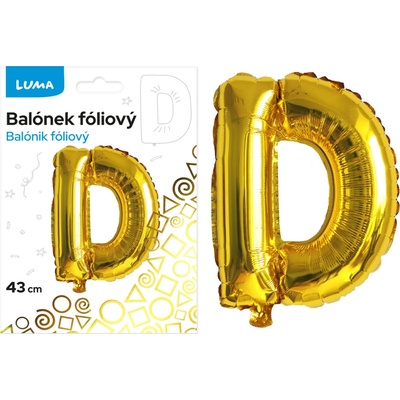 Luma Balónek foliový písmeno D zlatý 43cm