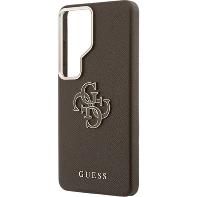 CG Mobile Samsung S26 Ultra GUESS GRAINED BIG 4G METAL LOGO силиконов протектор за телефон, удароустойчив, заден капак с кожен ефект, BEAUTY CARBON (GUHCS26L5PS4RGGW)